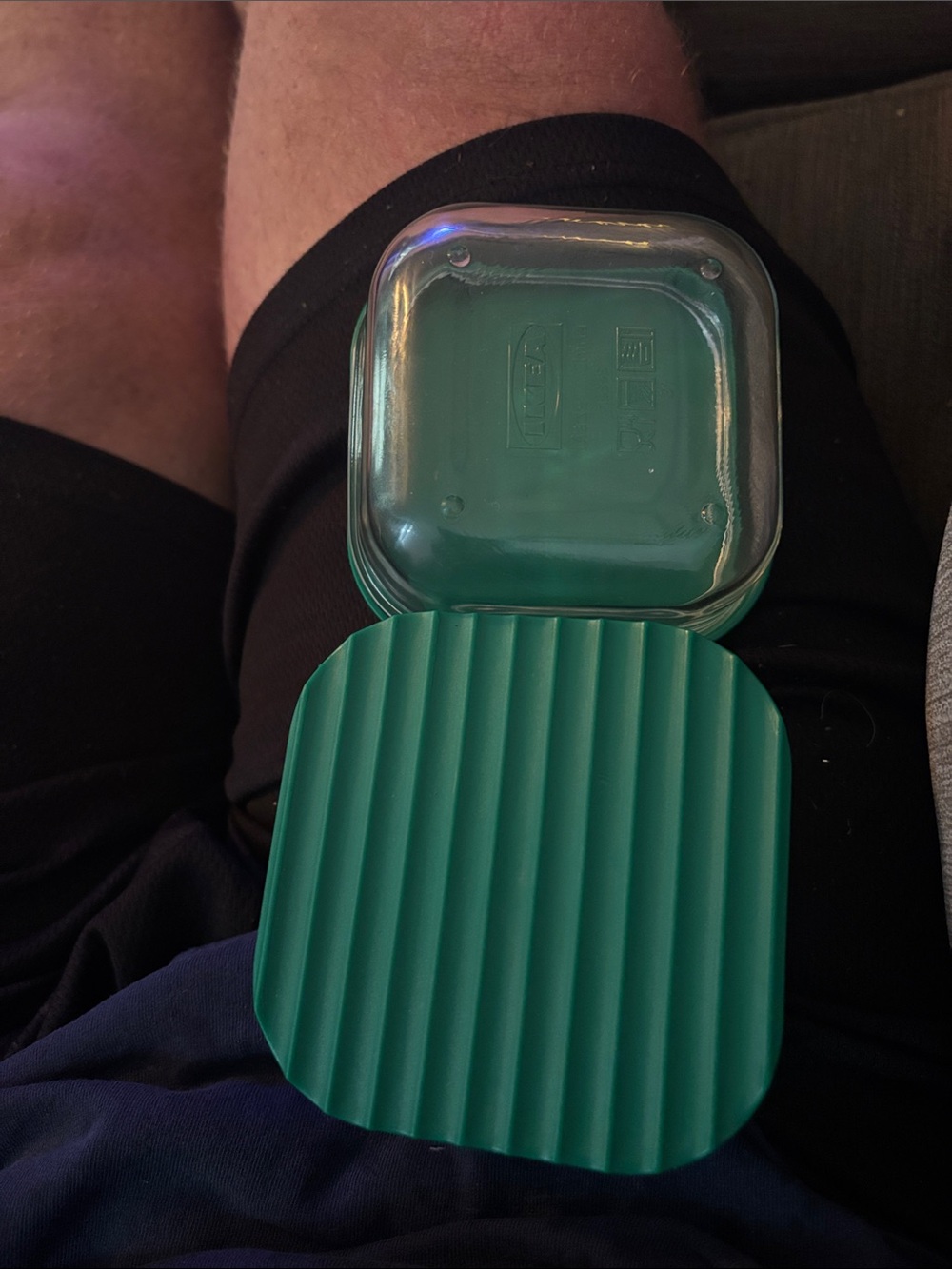 IKEA Green Square Glass Food Container with Ribbed Lid set of 2